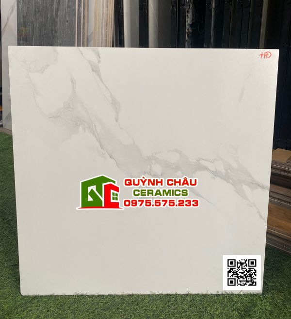 Gạch lát nền cao cấp 600x600 trắng vân bóng mờ ấn độ