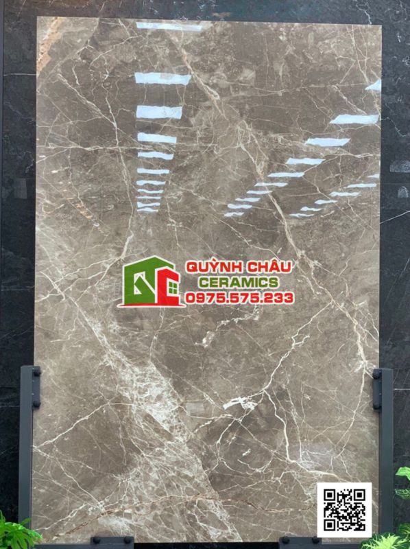 Gạch bóng kiếng ấn độ cao cấp 120x180 màu xám nâu vân đá rạn Brown Emperador Stone