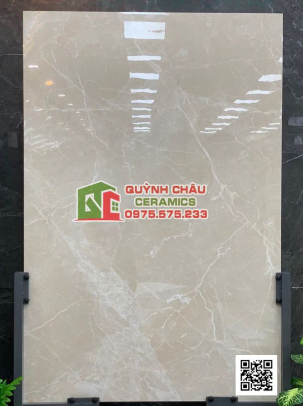 Gạch lát nền ấn độ 120x180 bóng kiếng màu kem vân đá sang trọng Botochino Beige Stone