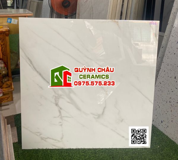 Gạch lát nền ấn độ Wan Satuario 80x80 trắng vân đá bóng kiếng 5055