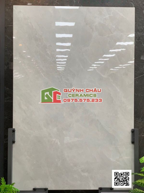 Gạch lát nền ấn độ cao cấp 120x180 vân đá màu xám nhạt Rain Sky Bianco bề mặt siêu bóng