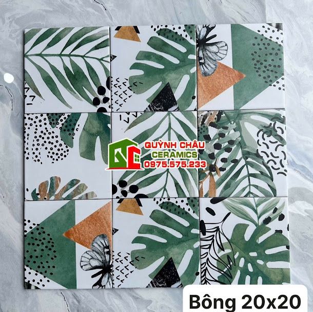 Gạch bông 20x20 trang trí hoa văn 3D độc đáo