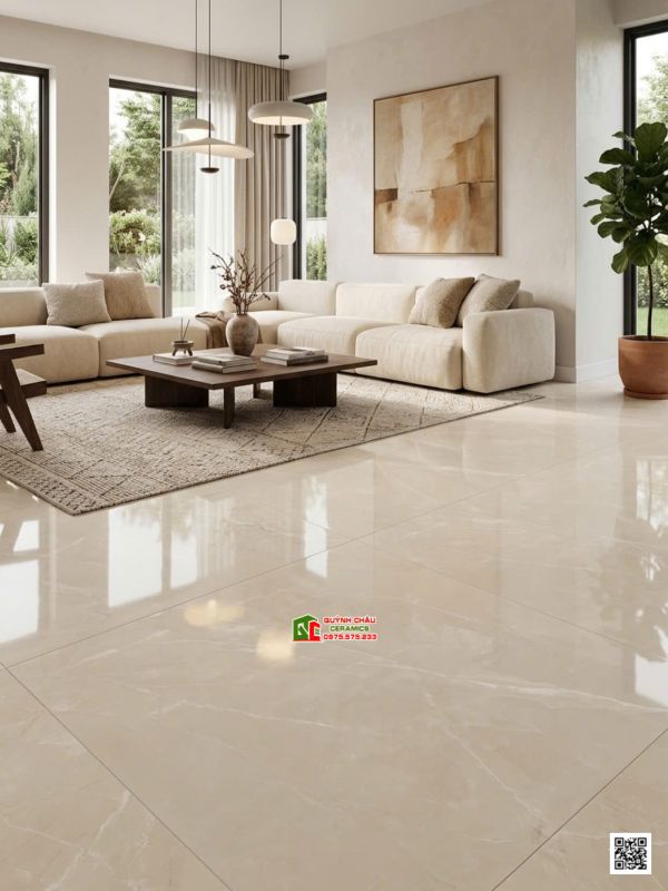 Gạch lát nền ấn độ 100x100 vân đá Marble kem bóng kiếng