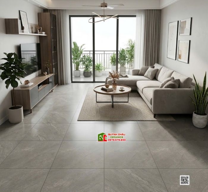 Gạch lát nền Viglacera 80x80 xám mờ vân đá tự nhiên