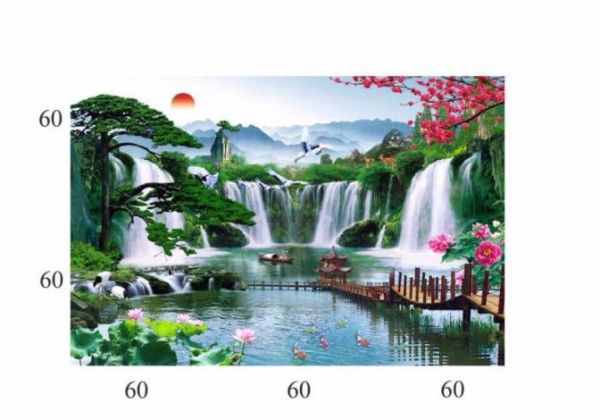 Gạch tranh giá rẻ  phong cảnh 180x120