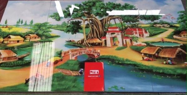 Gạch tranh  giá rẻ phong cảnh quê hương 240x120