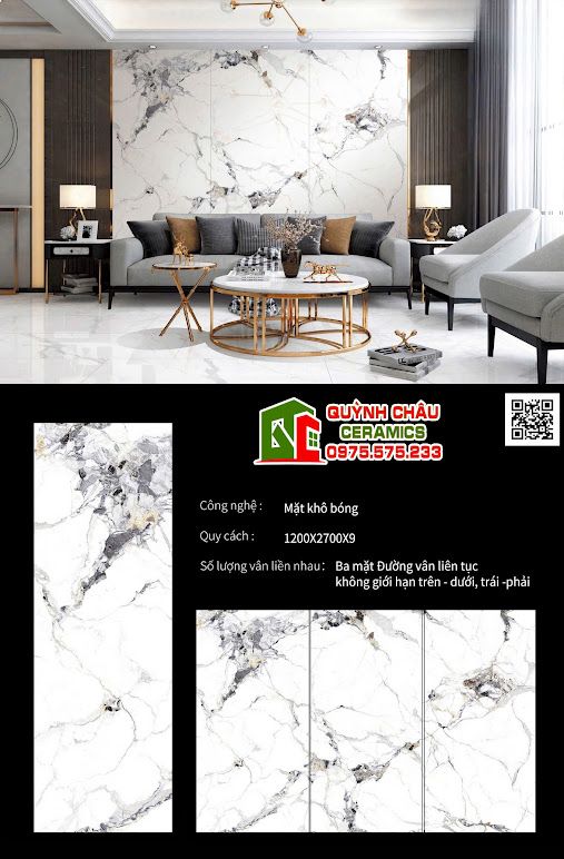 Đá nung kết bóng kiếng 120x270cm ốp lát cao cấp