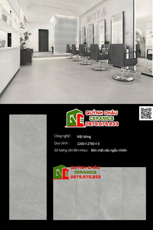 Đá nung kết khổ lớn 120x270cm xám bóng kiếng