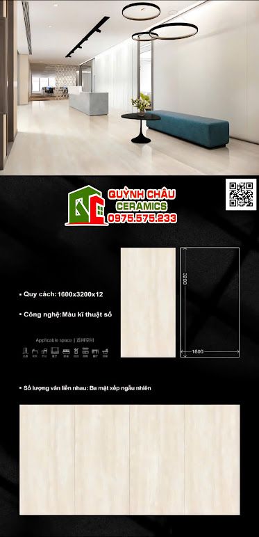 Gạch 160x320 đá nung kết vàng bóng khổ lớn