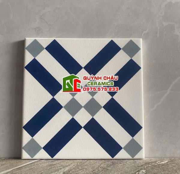 Gạch 20x20 hoạ tiết caro xanh dương