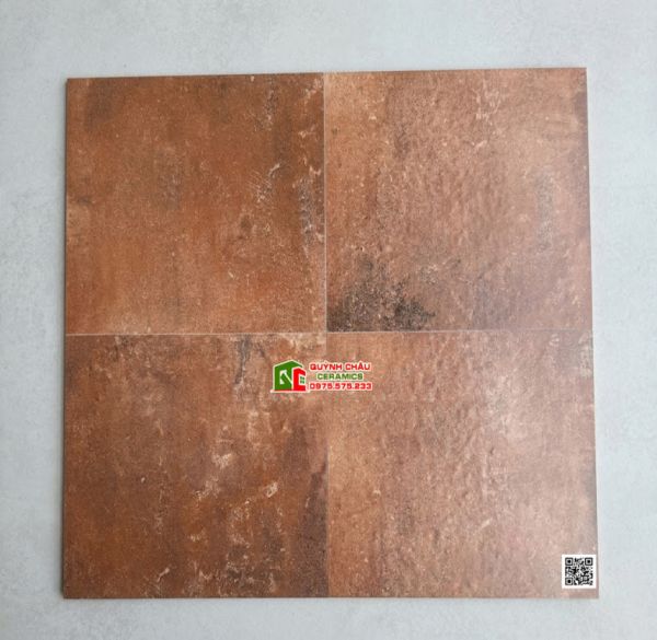 Gạch 40x40 màu nâu đỏ loang hiệu ứng xi măng rỉ sét