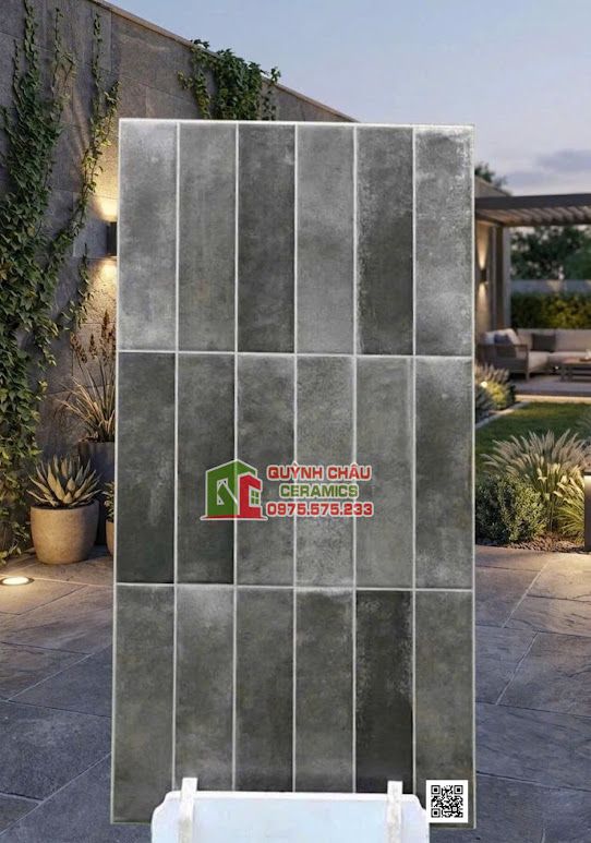 Gạch 40x80 giả thẻ cổ điển hiệu ứng màu xám
