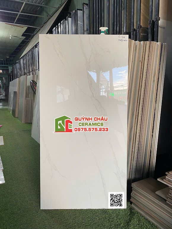 Gạch 60x120 bóng kính trắng vân cao cấp