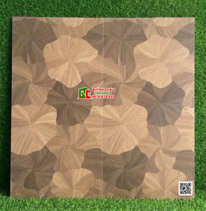 Gạch 60x120 họa tiết lá sen màu nâu giả gỗ