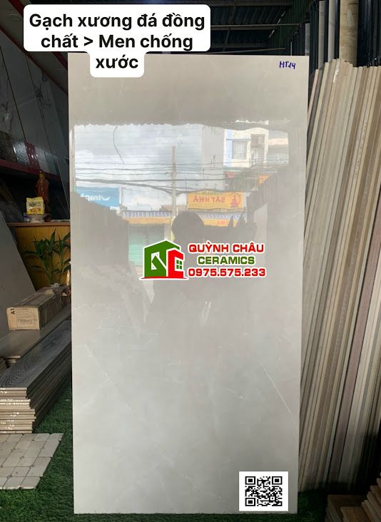 Gạch 60x120 trung quốc xám nhạt vân nhẹ men bóng chống xước đá đồng chất