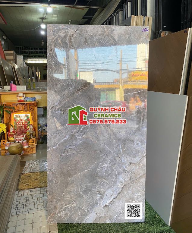 Gạch 60x120 vân đá xanh xám siêu bóng men vi tinh