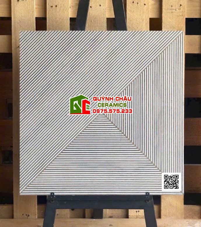 Gạch 60x60 giả gỗ điêu khắc hình tam giác sọc nhỏ