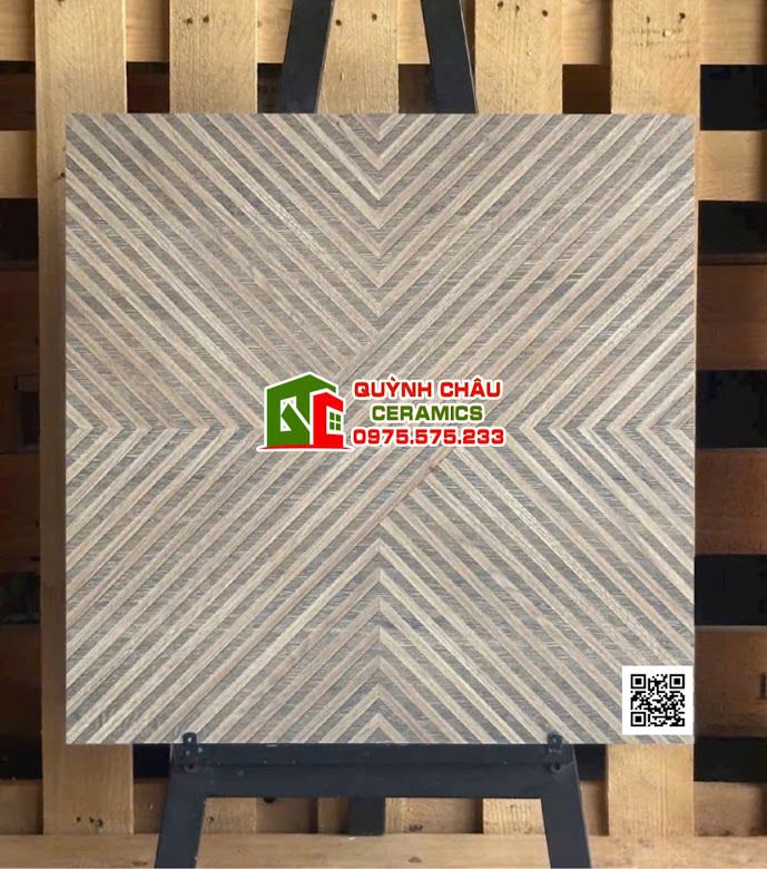 Gạch 60x60 hoạ tiết vân gỗ xương cá điêu khắc             