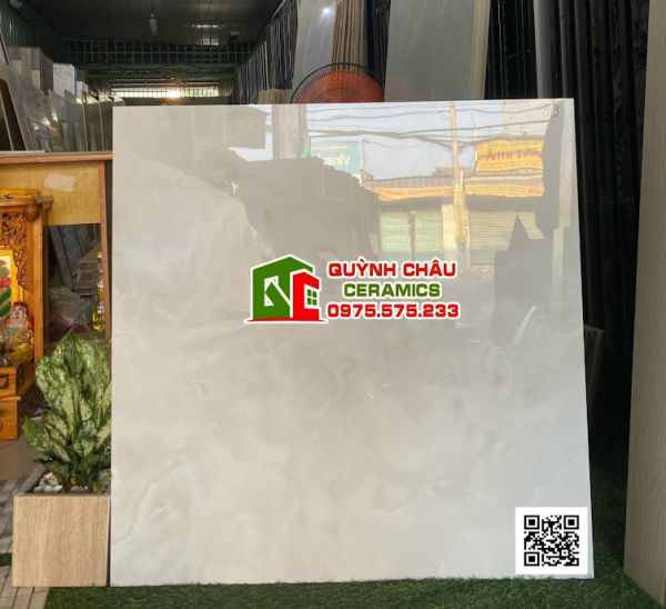 Gạch 80x80 ấn độ màu xám trắng ashma onyx white bề mặt bóng