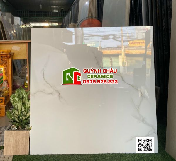 Gạch 80x80 ấn độ trắng vân khói cacatua Smoke bề mặt bóng