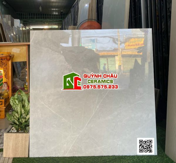 Gạch 80x80 ấn độ vân đá màu xám nhạt large Grey Stone bề mặt bóng