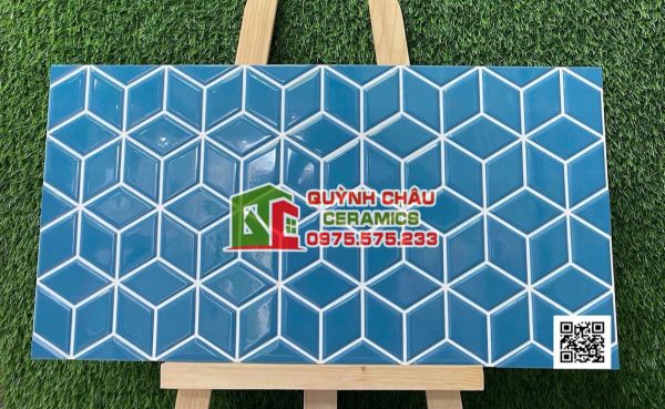 Gạch ấn độ 30x60 ốp trang trí xanh ngọc hình thoi