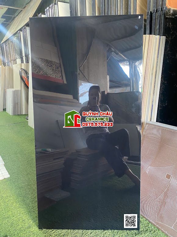 Gạch ấn độ 60x120 đá màu đen men trơn bóng kính