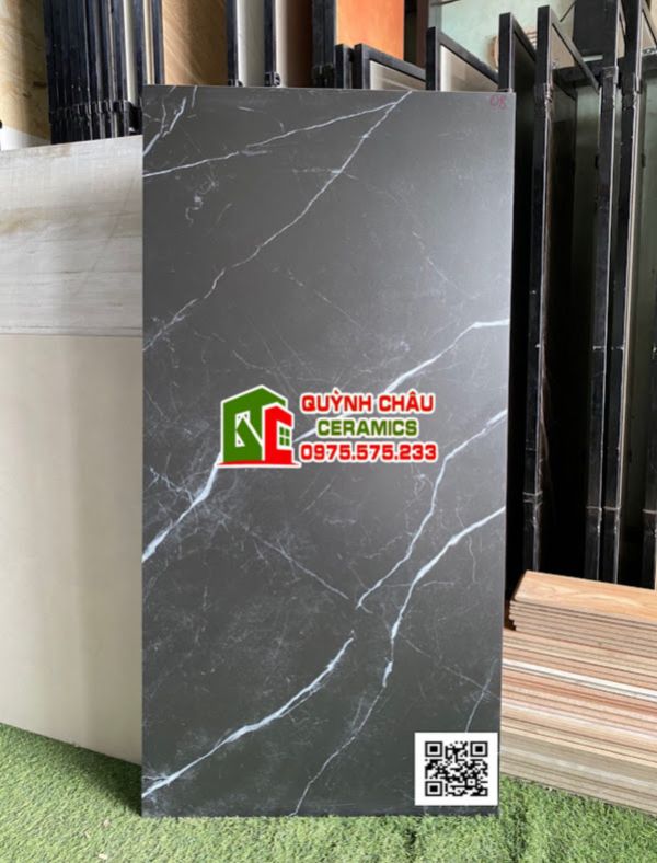 Gạch ấn độ 60x120 đen mờ vân tia sét trắng cực sang trọng full body xương đá đồng chất