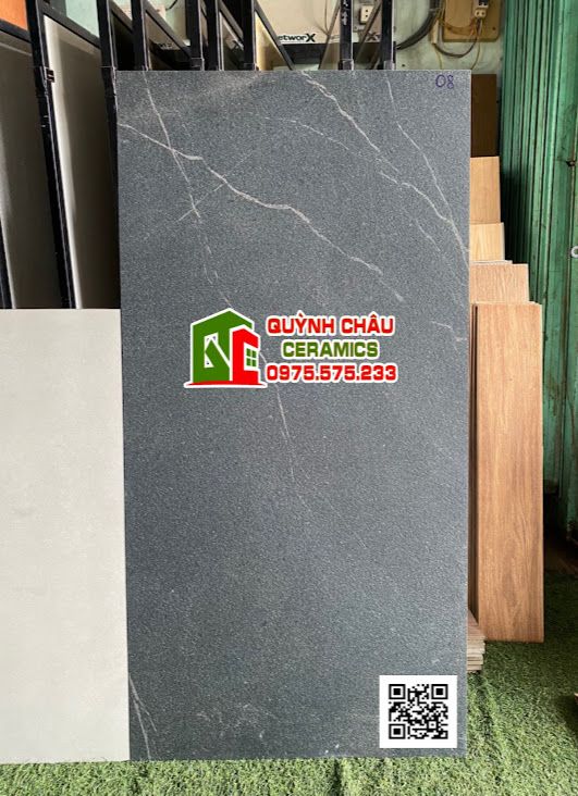 Gạch ấn độ 60x120 mờ nhám đen đá marble tia chớp sang đẹp full body xương đá đồng chất