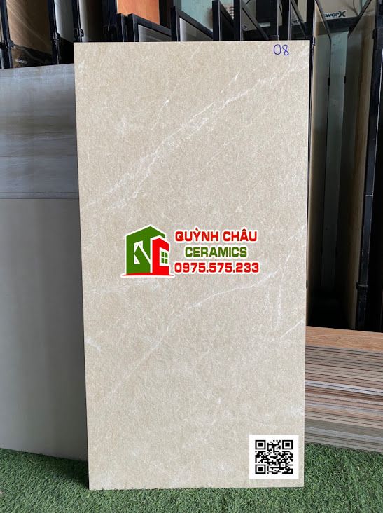 Gạch ấn độ 60x120 nhám mờ kem vàng vân trắng full body xương đá đồng chất