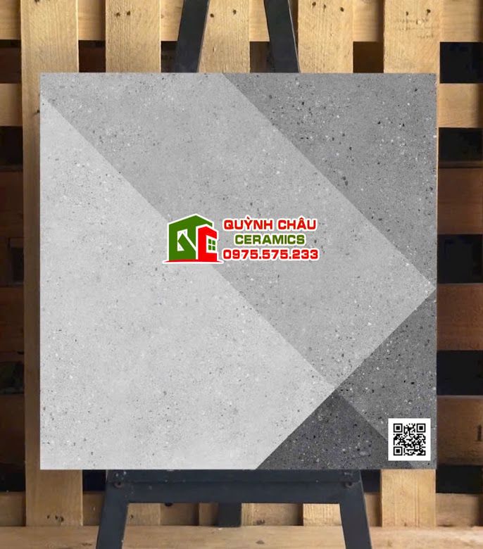 Gạch ấn độ 60x60 mờ terrazzo hoạ tiết xéo              