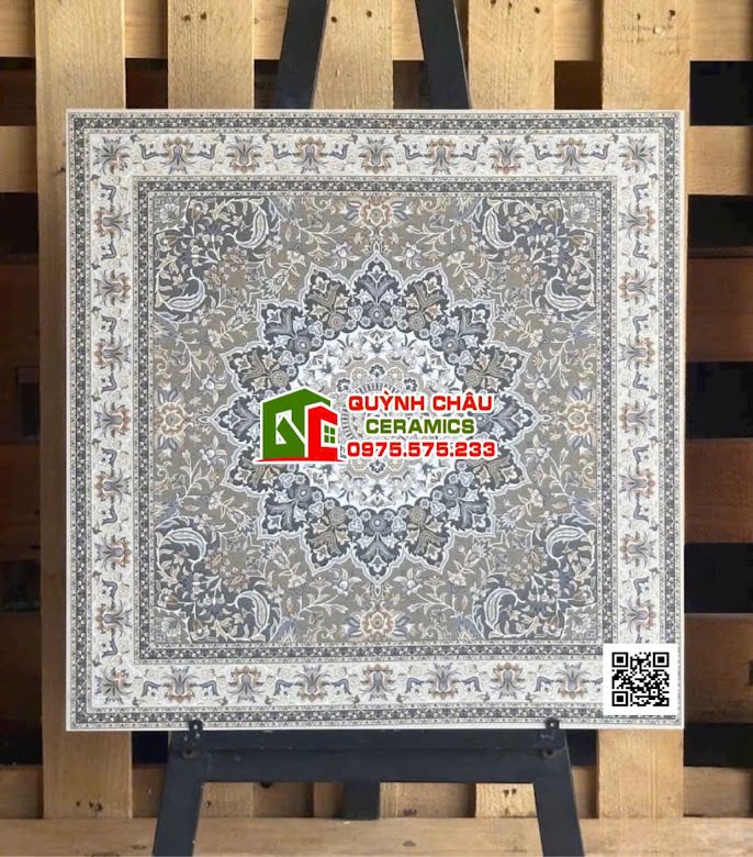 Gạch ấn độ 60x60 trang trí hoạ tiết thảm viền            