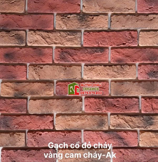 Gạch bê tông giả cổ màu đỏ cháy vàng cam cháy
