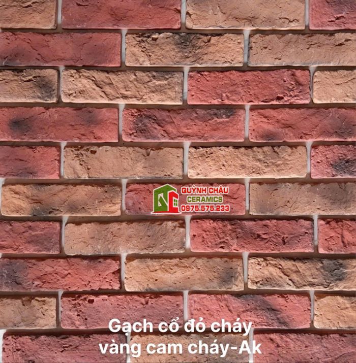 Gạch bê tông giả cổ màu đỏ cháy vàng cam cháy