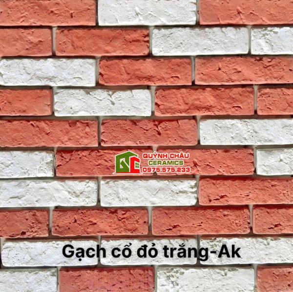 Gạch bê tông màu giả cổ đỏ trắng