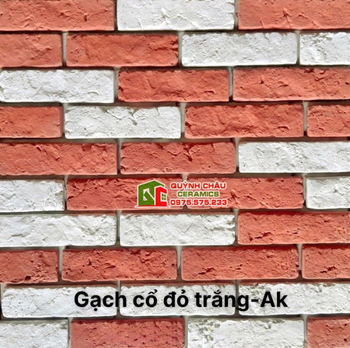 Gạch bê tông màu giả cổ đỏ trắng