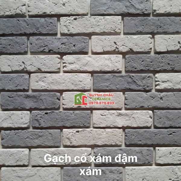 Gạch bê tông màu giả cổ xám đậm xám
