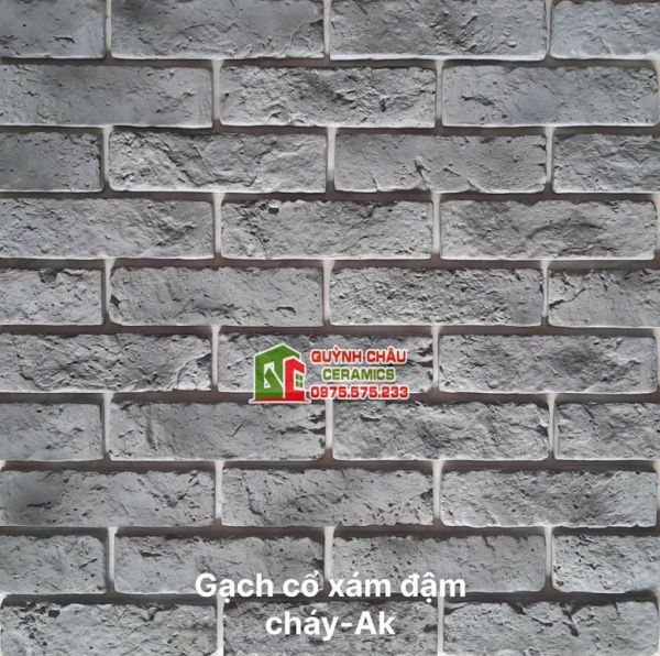Gạch cổ bê tông màu xám đậm cháy