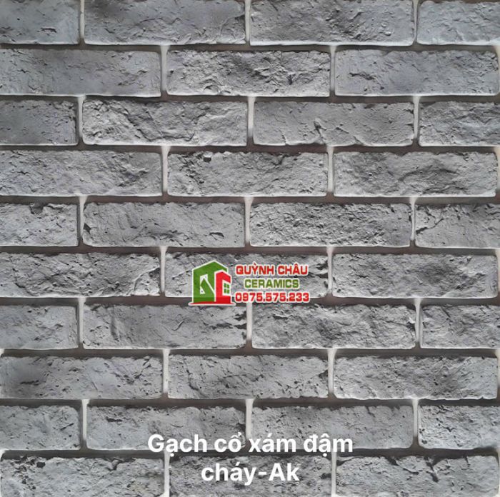 Gạch cổ bê tông màu xám đậm cháy