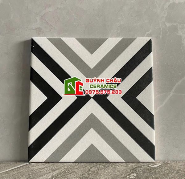 Gạch bông 20x20 hoạ tiết đen phối xám