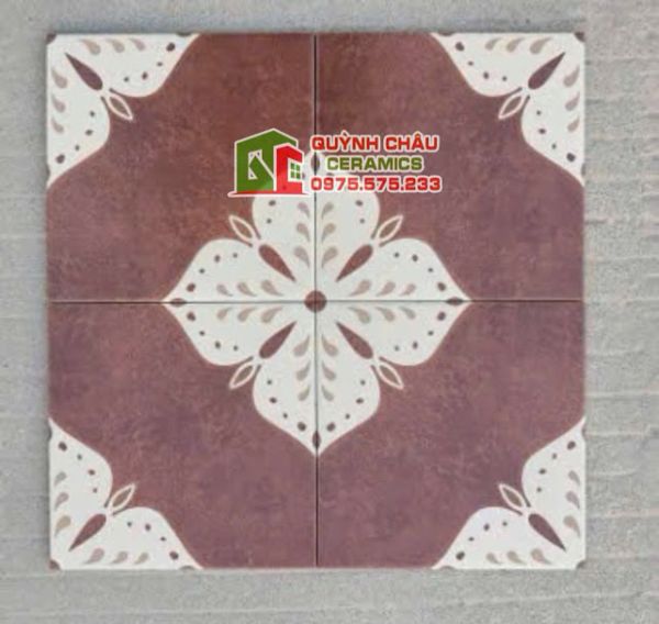 Gạch bông 20x20 hoa văn đỏ cổ điển