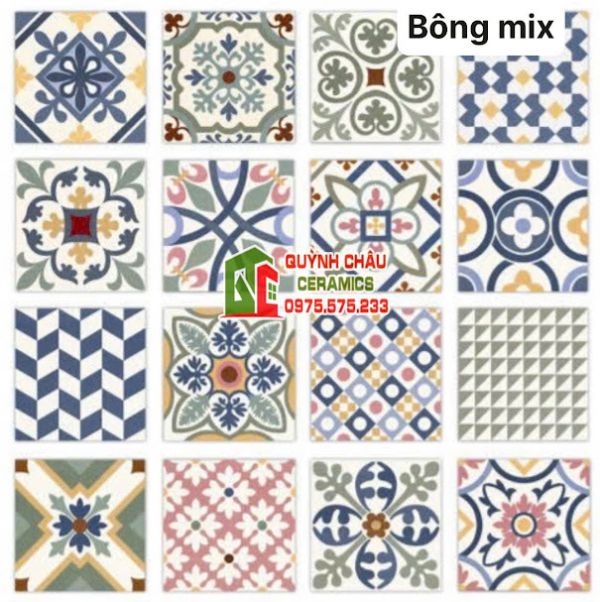 Gạch bông 20x20 hoa văn mix đẹp ấn tượng