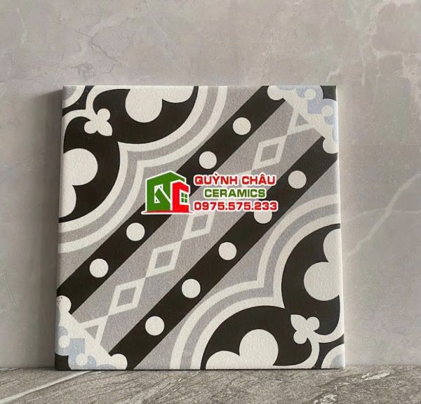 Gạch bông 20x20 hoa văn xám đen tinh tế
