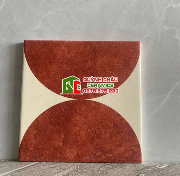 Gạch bông 20x20 màu đỏ phối trắng cổ điển