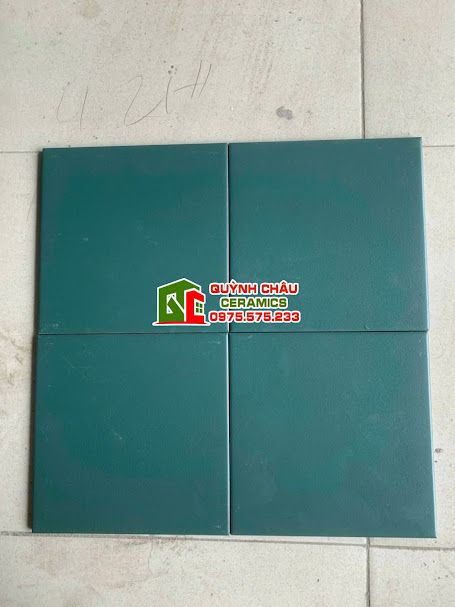 Gạch bông 20x20 men trơn xanh đậm đơn sắc