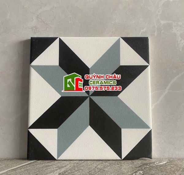 Gạch bông 20x20 xanh đen trắng mix màu