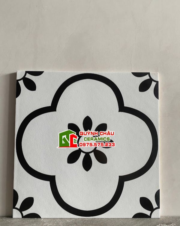 Gạch bông 30x30 hoa mai hoạ tiết trắng đen