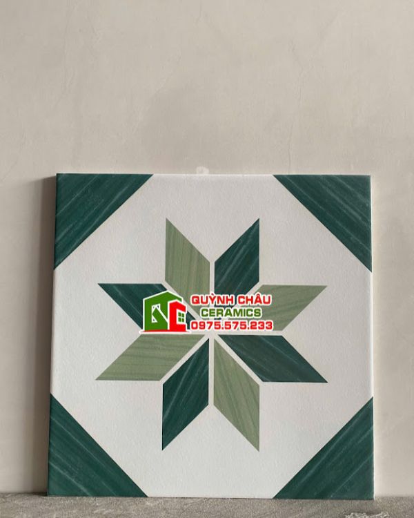 Gạch bông 30x30 hoa văn bông sao xanh