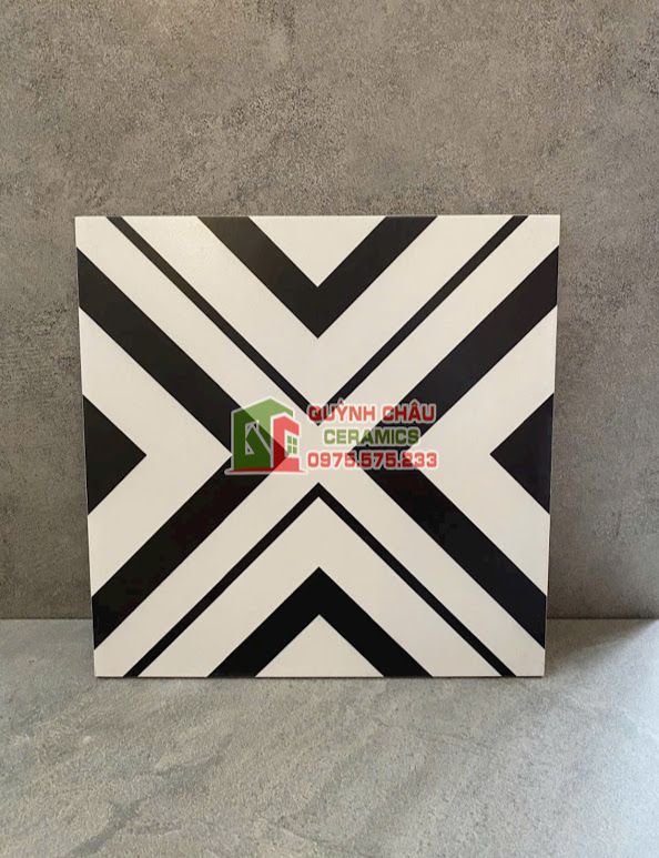 Gạch bông 30x30 hoa văn chéo trắng đen