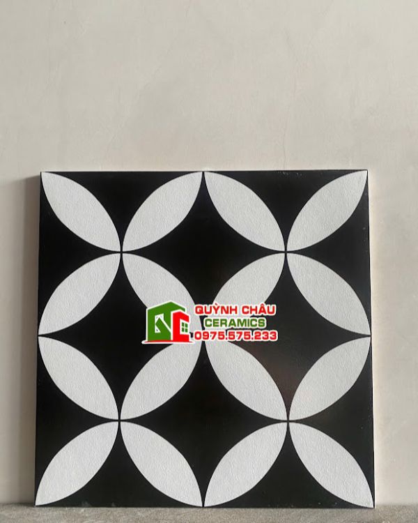 Gạch bông 30x30 hoa văn đồng xu đen trắng